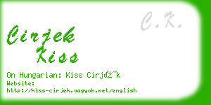 cirjek kiss business card